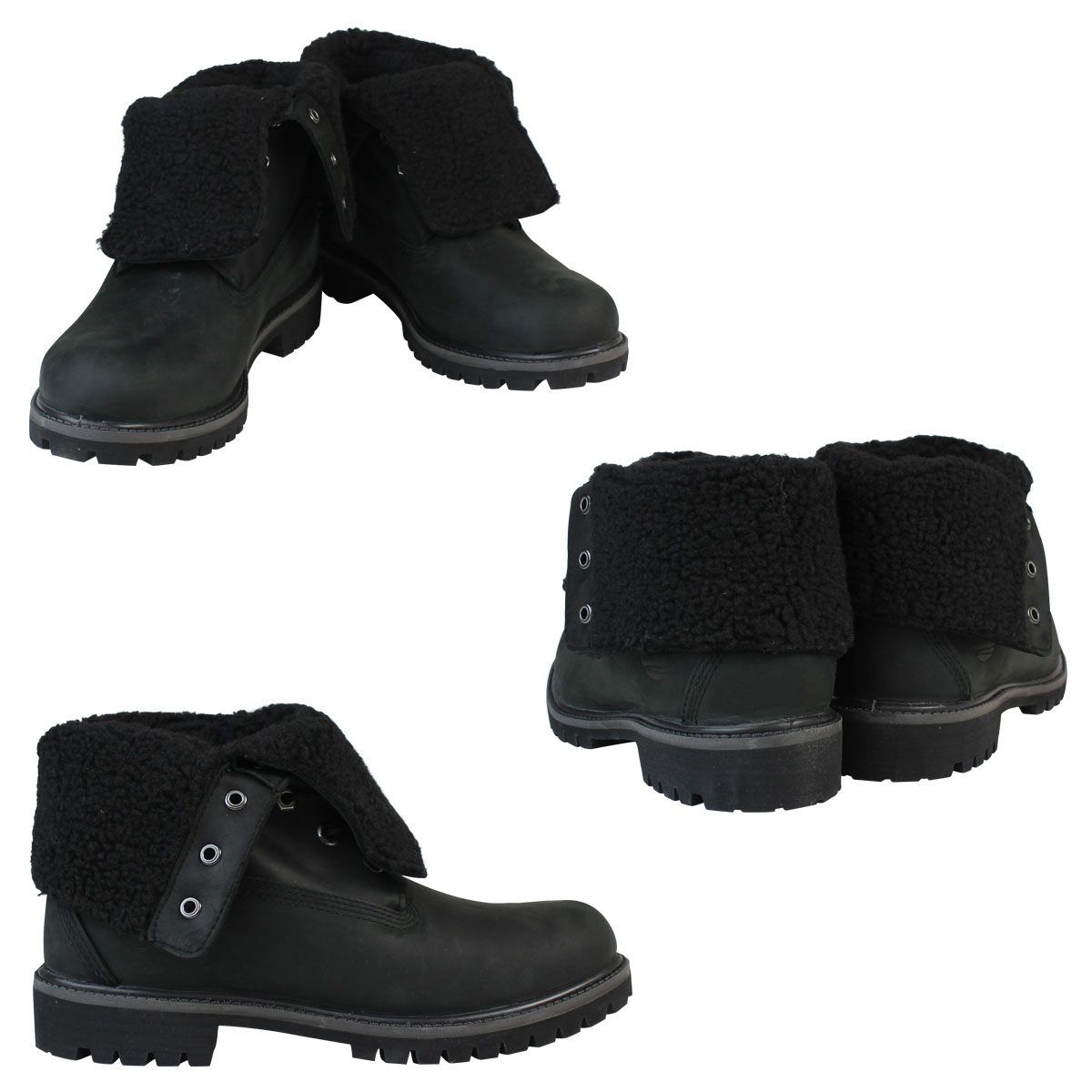 timberland fold down boots black