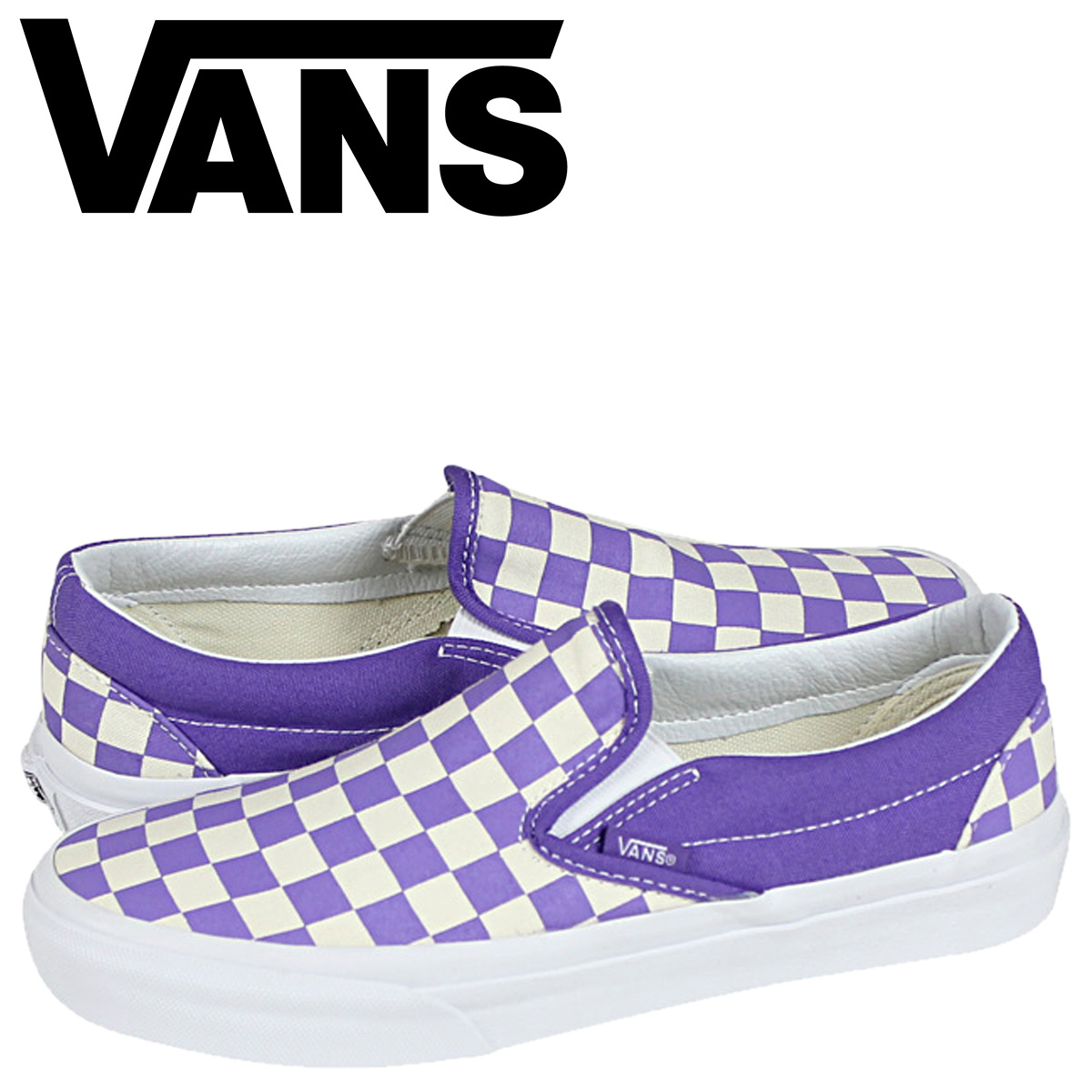 vans purple checkered slip on