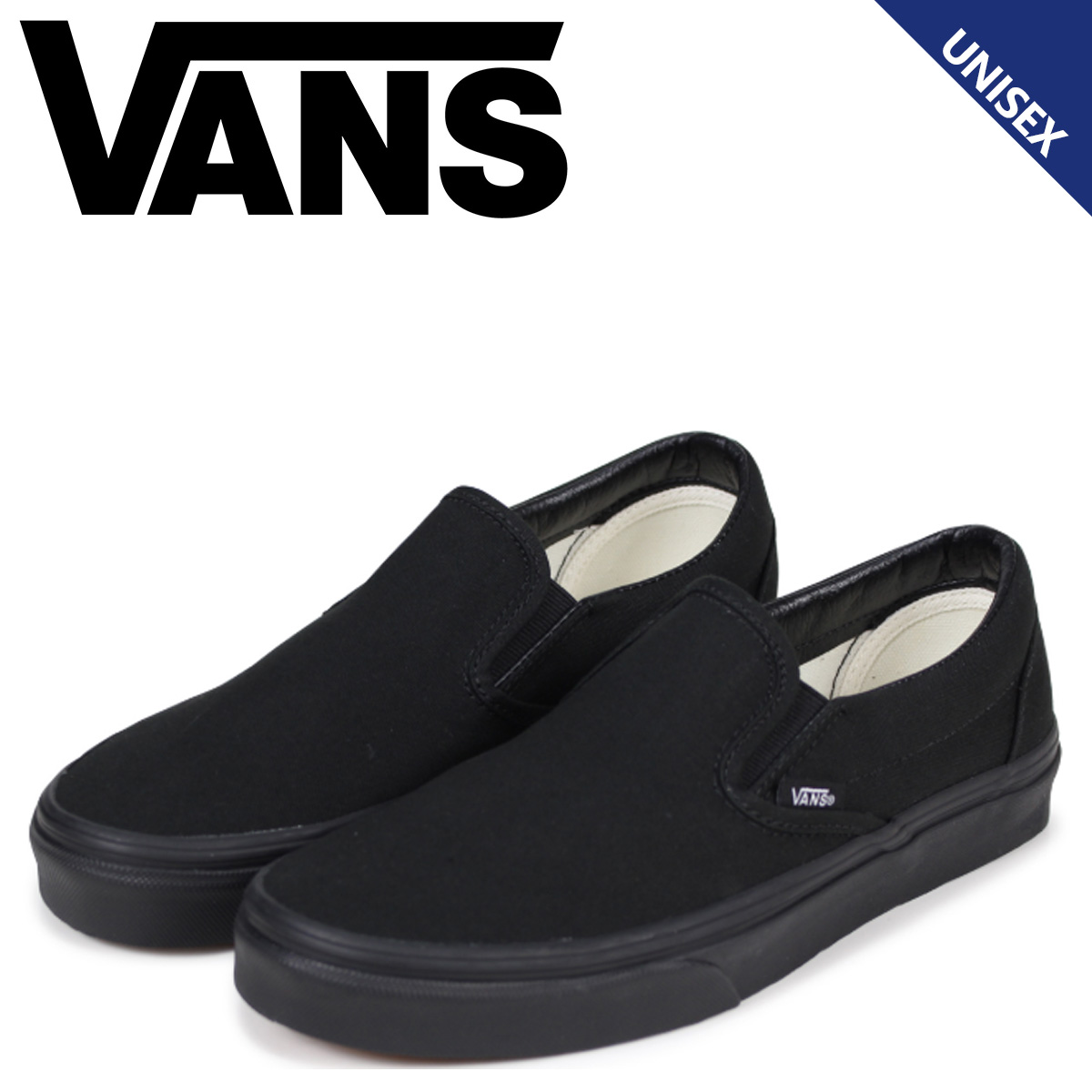 vans classic slip on black black