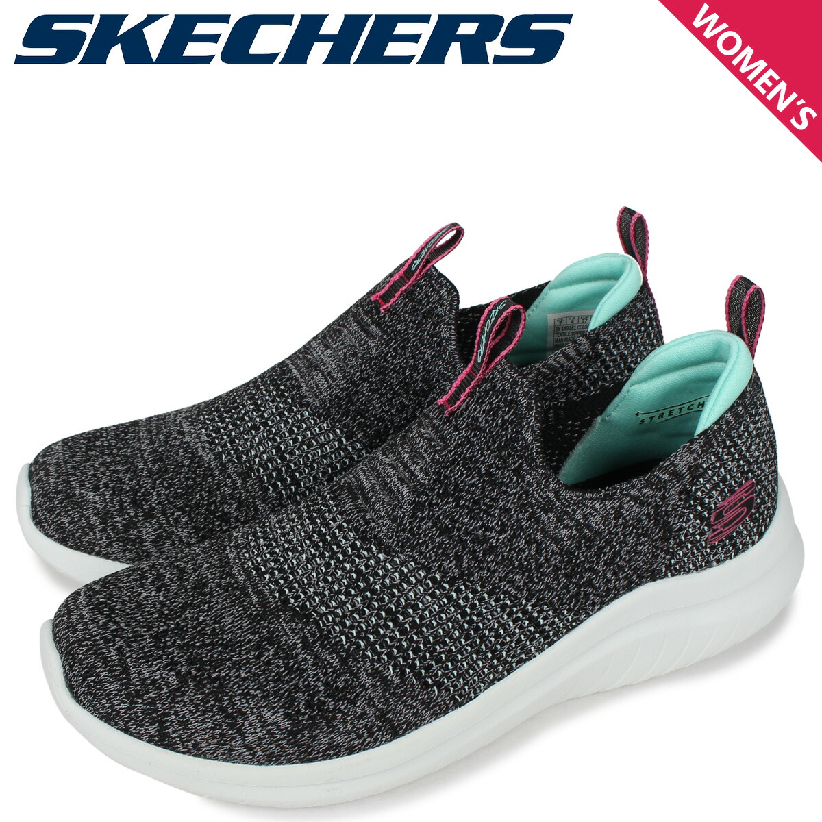 代引き人気 Flex Ultra レディース スリッポン スニーカー 2 0 ウルトラフレックス スケッチャーズ Skechers 2 0 黒 ブラック Dazzling Pretty Skc Bkw Rashiastrologer Com
