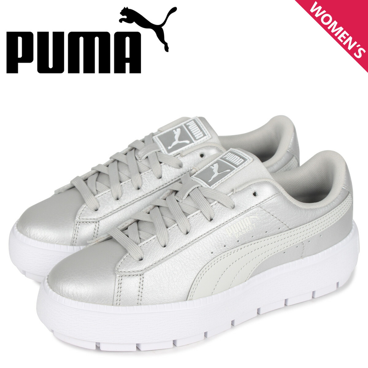 円高還元 Puma プーマ バスケット プラットフォーム トレイス ライト スニーカー レディース 厚底 Basket Platform Trace Lite Wmns グレー Puma Multifasad Ru