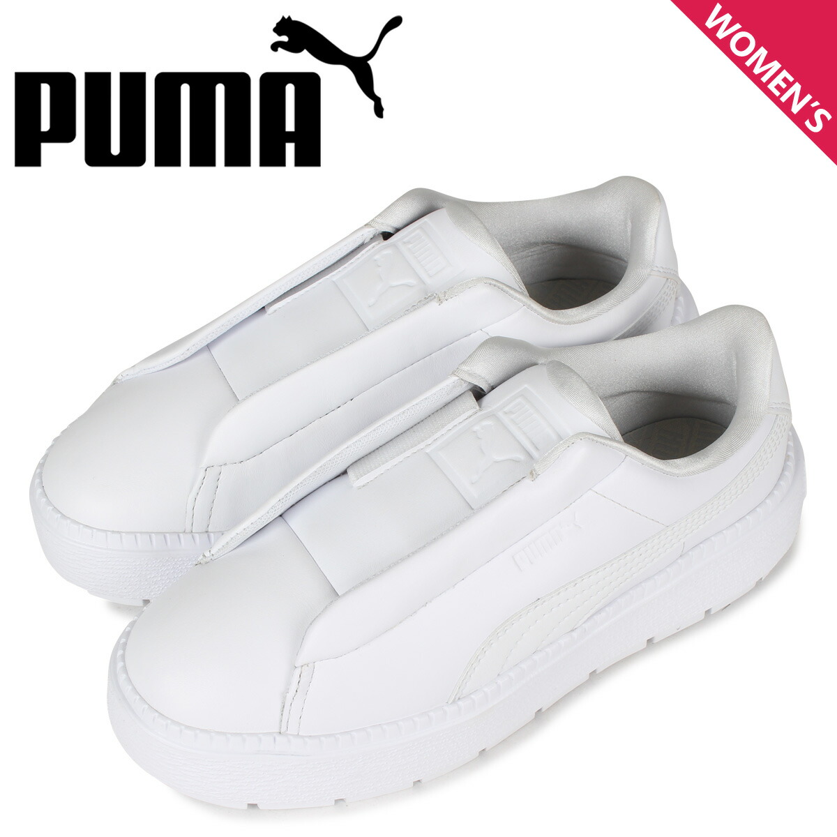 楽天市場 最大600円offクーポン Puma プーマ バスケット プラットフォーム トレース ライト スリップオン スニーカー スリッポン レディース 厚底 Basket Platform Trace Light Slip On ホワイト 白 3871 02 シュガーオンラインショップ