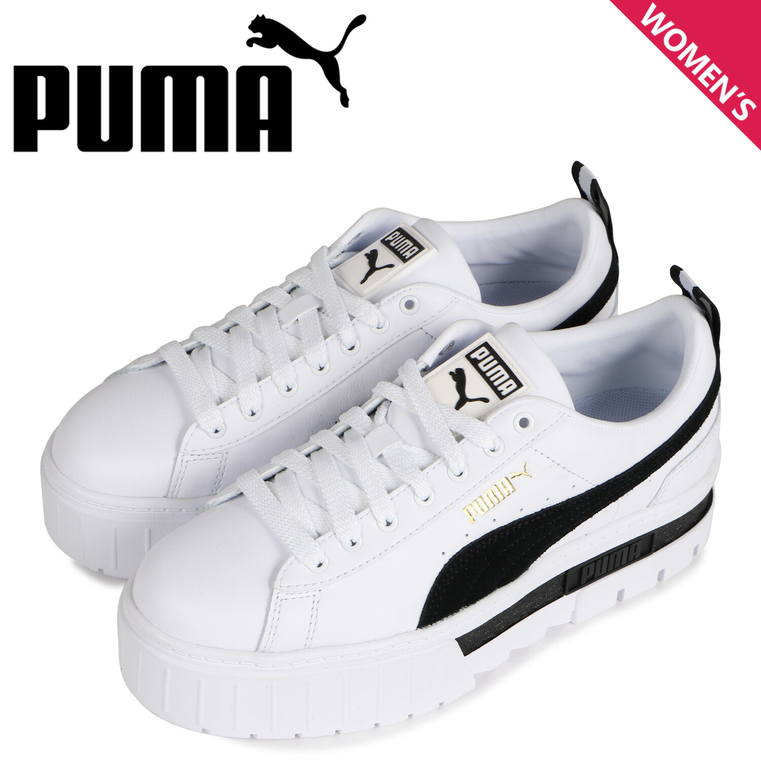 極度600循環offクーポン券 プーマ Puma スニーカー レディース メイズ レザー ウィメンズ 厚底 Mayze Leather Womens 毛唐人 白さ 3819 01 Simplylettering Co Uk
