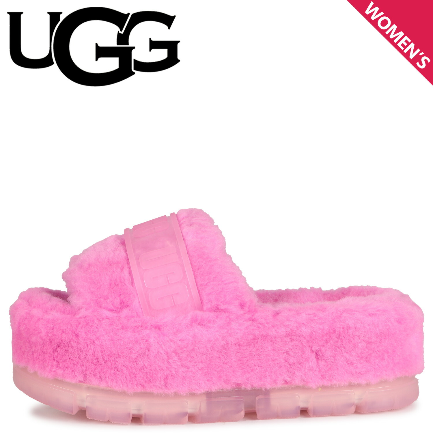 アグ UGG サンダル スライドサンダル フラッフィータ クリア レディース ファー 厚底 FLUFFITA CLEAR ピンク 1131971
