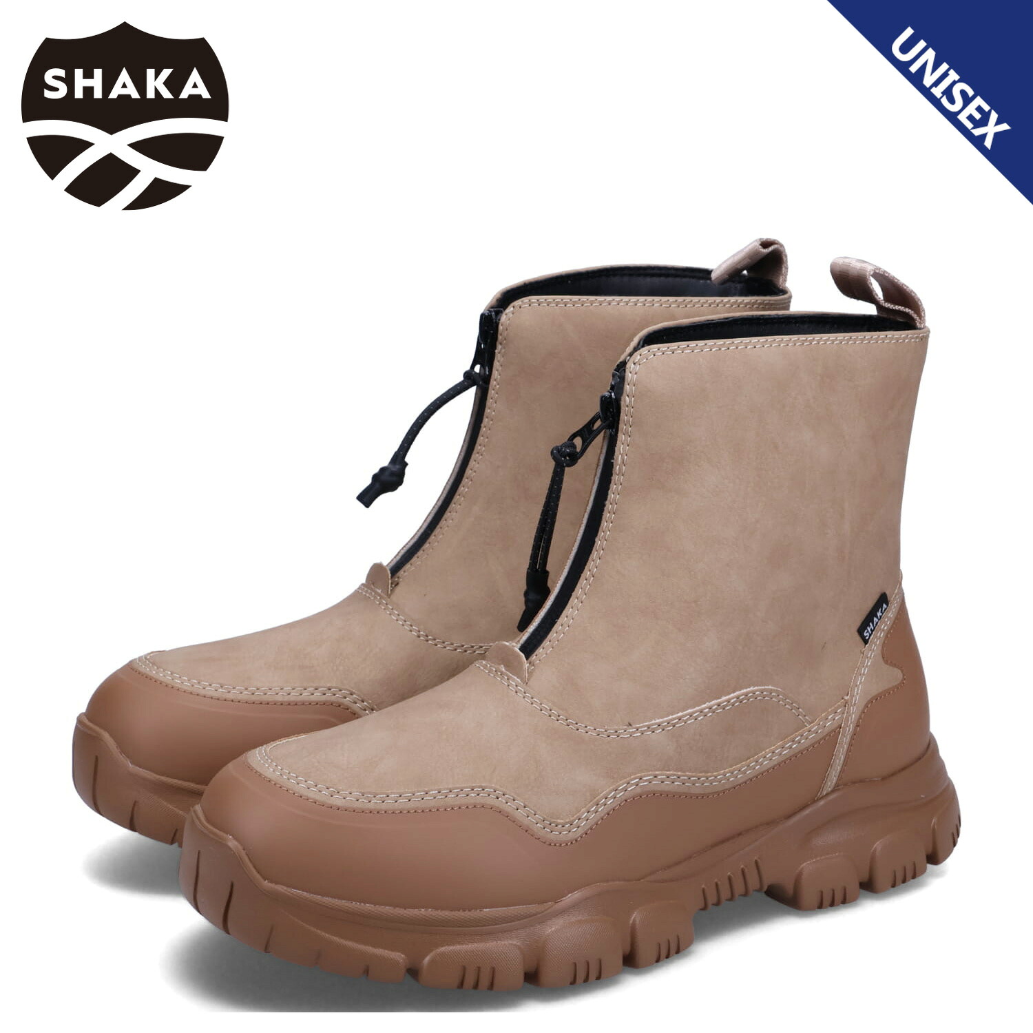 シャカ SHAKA ブーツ センタージップ トレック ジップ ブーティー メンズ レディース 撥水 TREK ZIP BOOTIE AT ブラウン SK-228