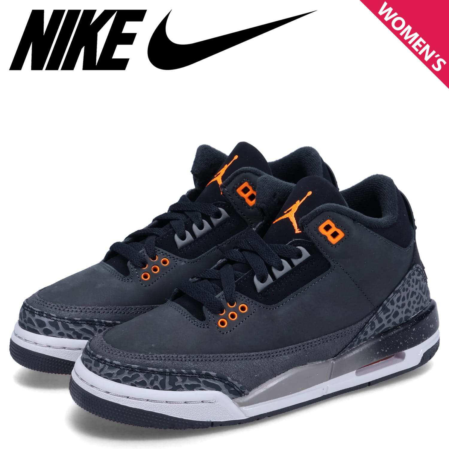 NIKE ナイキ エアジョーダン3 レトロ スニーカー レディース AIR JORDAN 3 RETRO GS ブラック 黒 DM0967-080
