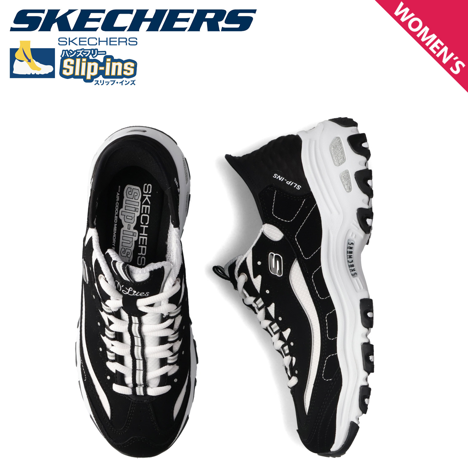 SKECHERS スケッチャーズ スリップインズ ディーライト ニュークラシック ハンズフリー スニーカー レディース 軽量 SLIP-INS D’LITES NEW CLASSIC ブラック 黒 150030 母の日