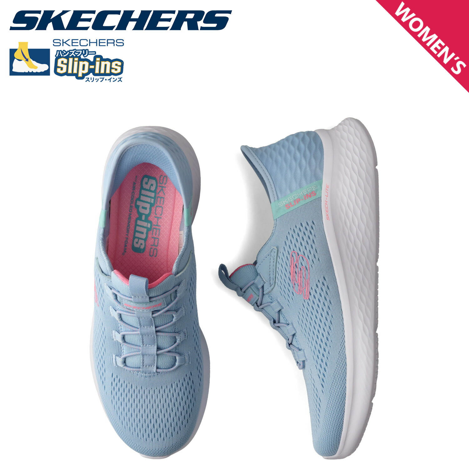 SKECHERS スケッチャーズ スリップインズ スケッチライト プロ トゥルー ストーリー スニーカー レディース 軽量 SLIP-INS SKECH LITE PRO TRUE STORY ライト ブルー 150017 母の日