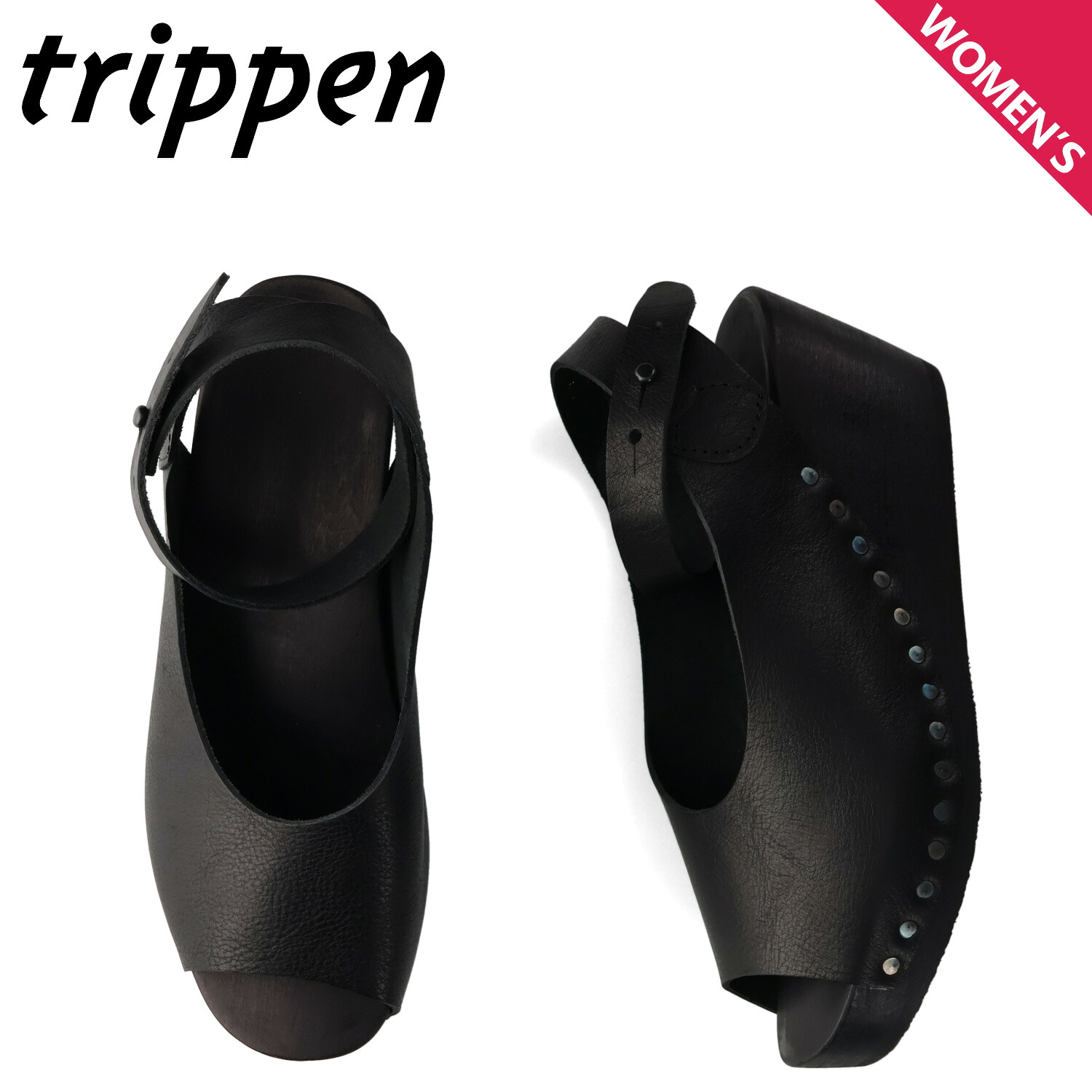 【最大1000円OFFクーポン発行中】 トリッペン trippen サンダル ウッドサンダル オリノコ レディース 厚底 アンクルストラップ ウェッジソール レザー ORINOCO-WA/WX51 ブラック 黒 602-1041|シュガーオンラインショップ