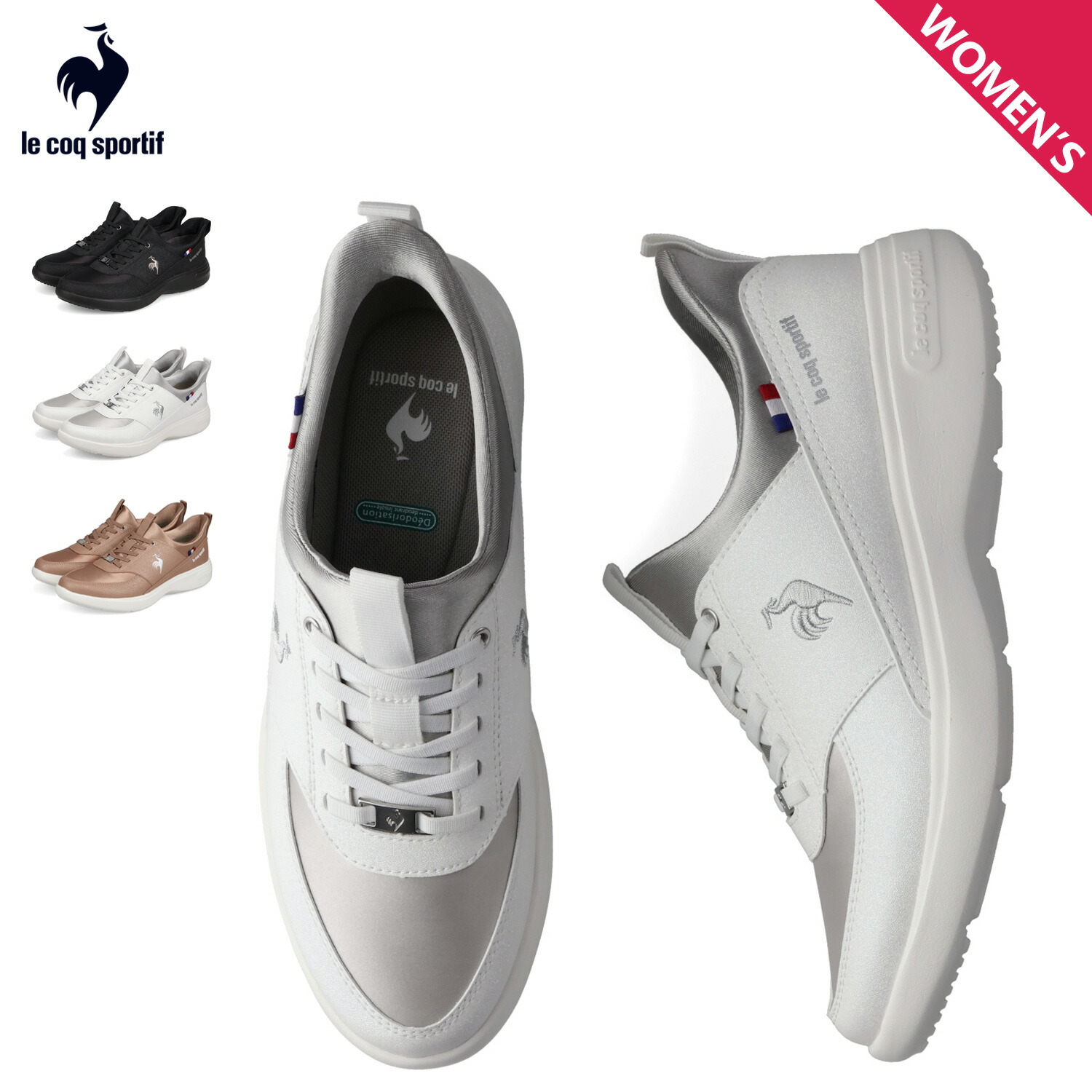 le coq sportif ルコック スポルティフ スニーカー LCS ローヌ SI レディース 軽量 LCS RHONE SI ブラック ホワイト ピンク 黒 白 LU6SSN00LZ