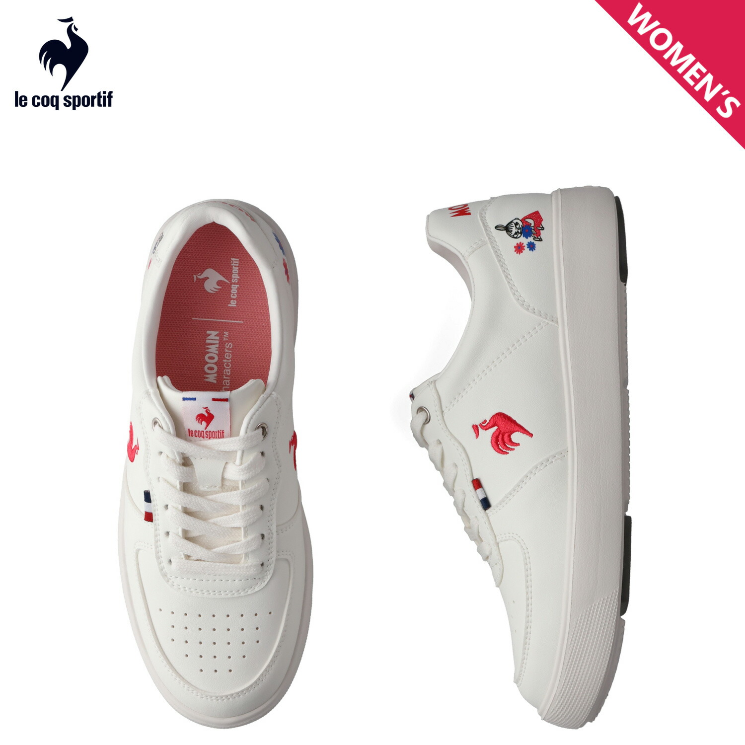 le coq sportif ルコック スポルティフ スニーカー LCS ニーム MM レディース 軽量 ムーミン コラボ LCS NIMES MM ホワイト レッド 白 LU6SSN16LZ 母の日