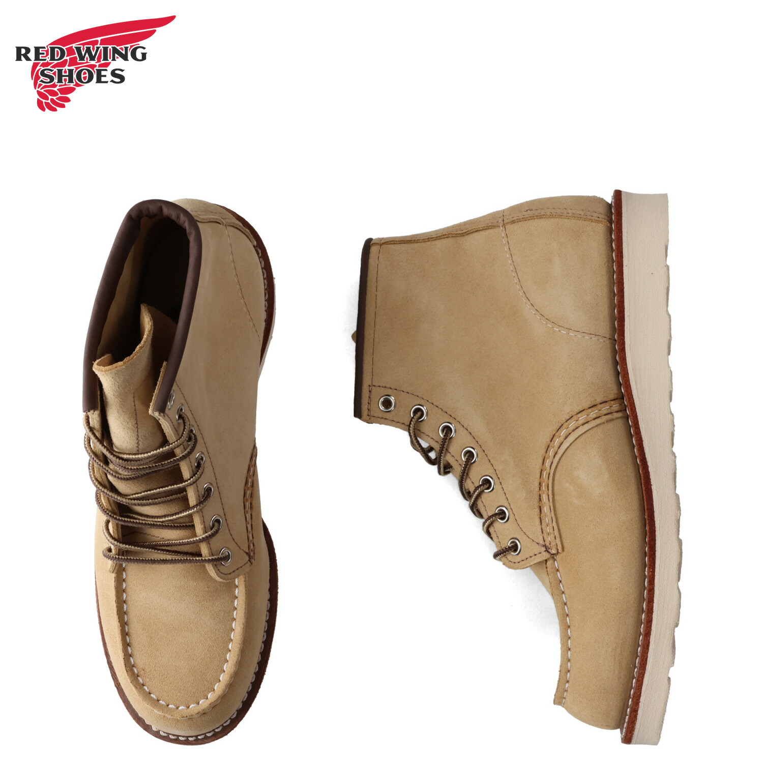 RED WING レッドウィング ブーツ 6インチ クラシック モック メンズ 本革 Dワイズ 6-INCH CLASSIC MOC ベージュ 8833