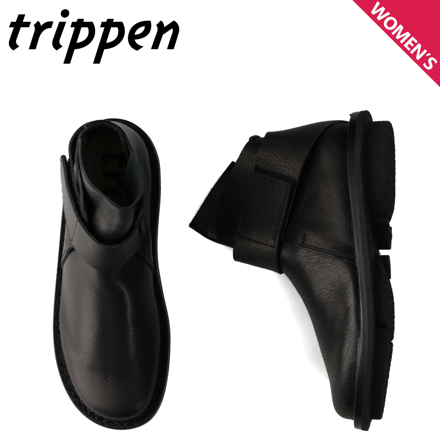 トリッペン trippen ブーツ ショートブーツ レザー ベース レディース 本革 幅広 BASE-WAW252 ブラック 黒 601-4725