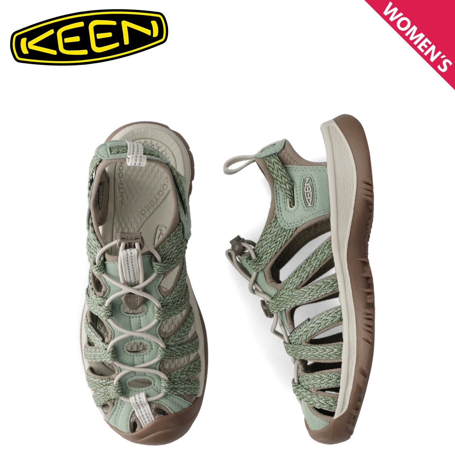キーン KEEN ウィスパー サンダル スポーツサンダル レディース 軽量 WHISPER グリーン 1032120