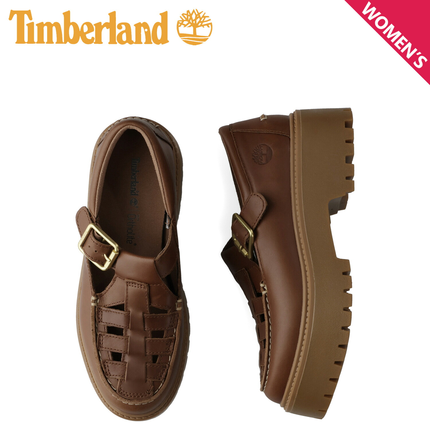 【最大1000円OFFクーポン発行中】 Timberland ティンバーランド シューズ ストーン ストリート バックル レディース 革 レザー 本革 厚底 STONE STREET BUCKLE ブラウン A4188|シュガーオンラインショップ