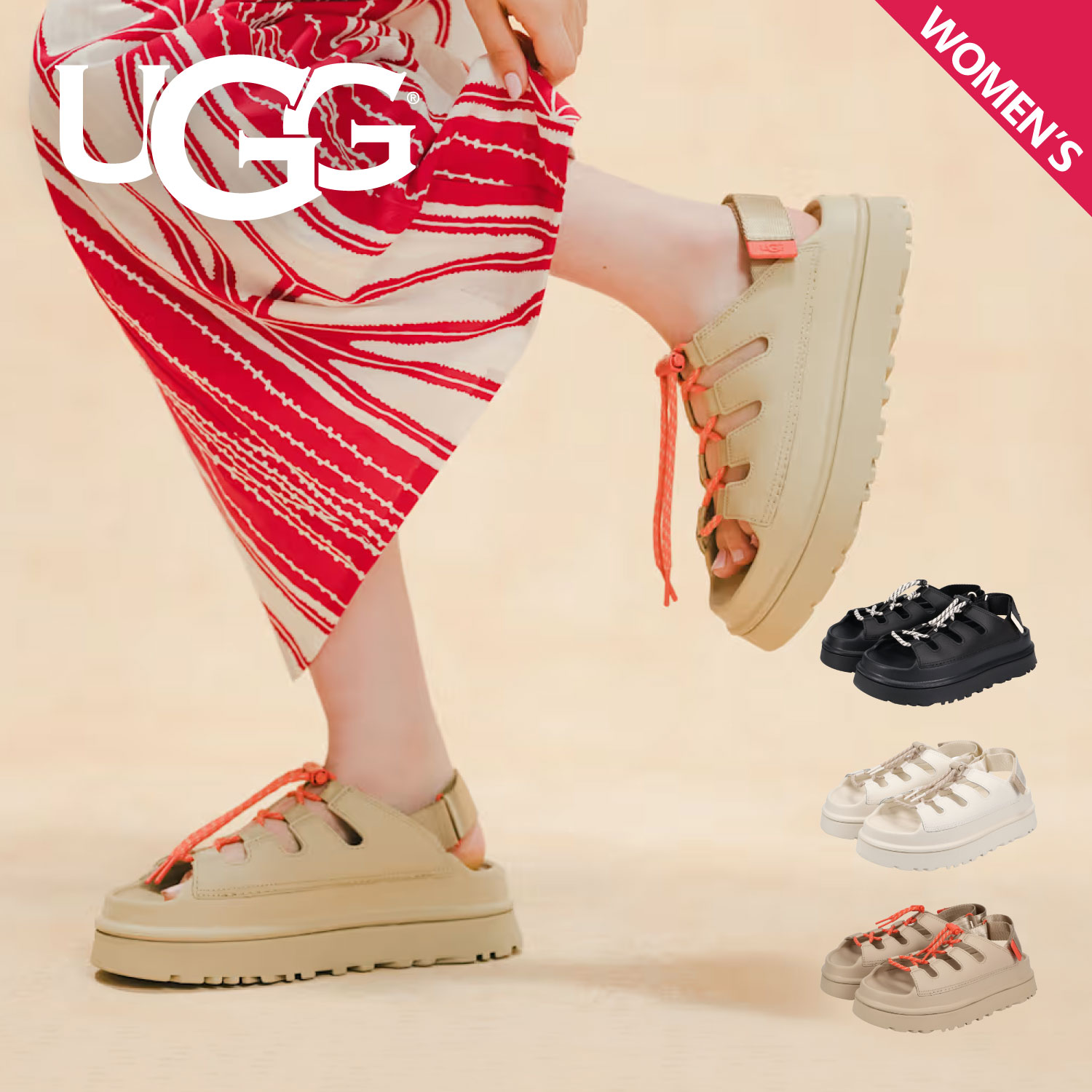 【最大1000円OFFクーポン発行中】 アグ UGG サンダル ストラップサンダル ゴールデングロウトグル レディース 厚底 W GOLDENGLOW TOGGLE ブラック ライトベージュ ベージュ 黒 1179370｜シュガーオンラインショップ