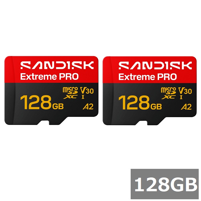 【マラソン中 P5倍】 【2セット】 サンディスク マイクロSD MicroSDXC SDSQXCJ-128G-GS6MA Extreme PRO 128GB SDアダプタ付 Sandisk マイクロSDXCカード 5K 空撮 録画 UHS-I カメラ スマホ 並行輸入品|SUGAR TIME