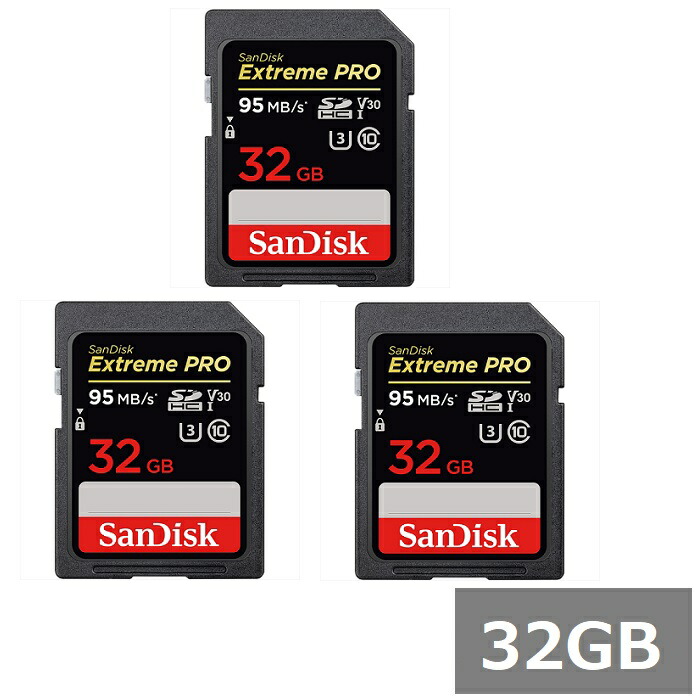 【3セット】 サンディスク SDカード SDHC SDSDXXO-032G-GN4IN Extreme PRO 32GB Sandisk SDHCカード SD Class10 UHS-I カメラ デジカメ ビデオカメラ パソコン 並行輸入品