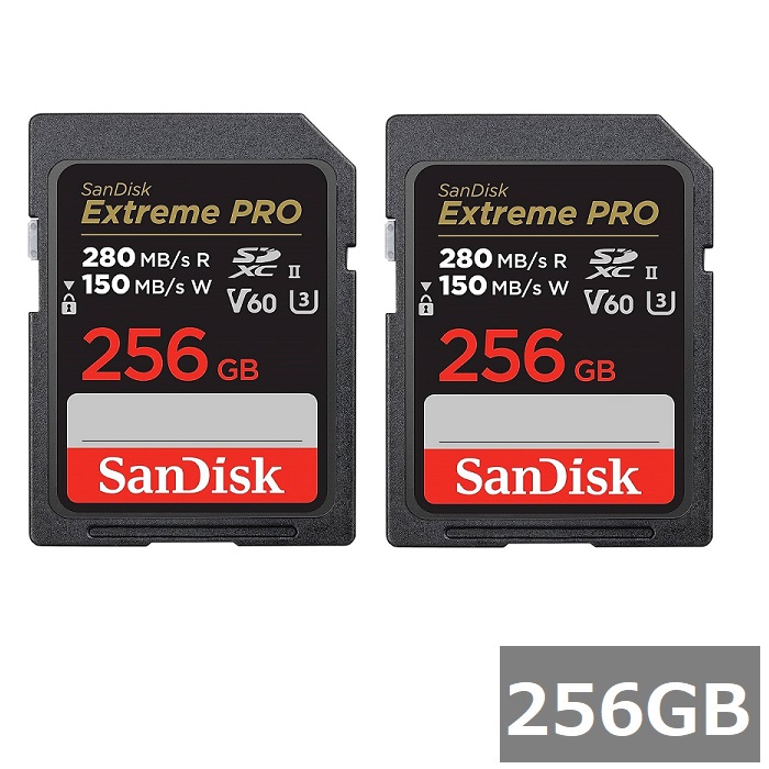 【マラソン中 P5倍】 【2セット】 サンディスク SDカード SDXC SDSDXEP-256G-GN4IN Extreme PRO 256GB Sandisk SDXCカード SD Class10 UHS-II カメラ デジカメ ビデオカメラ パソコン 並行輸入品