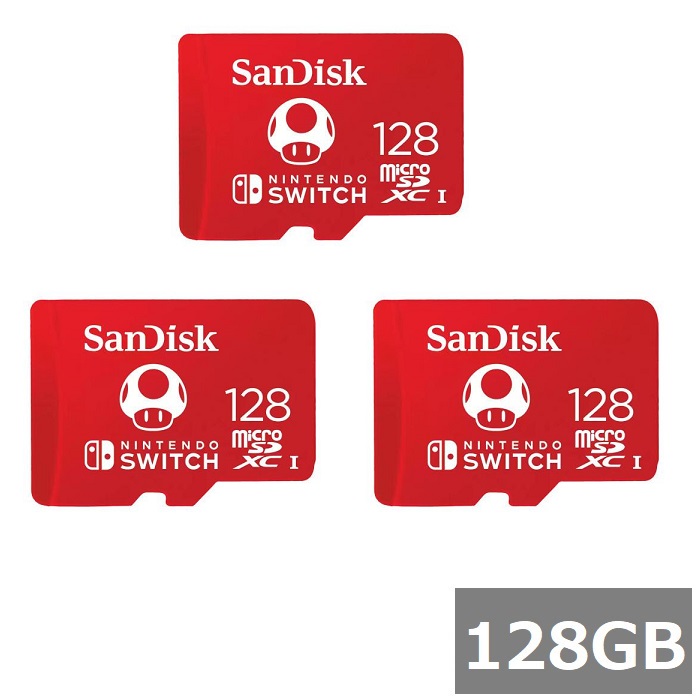 【マラソン中 P5倍】 【3セット】 サンディスク マイクロSD MicroSDXC SDSQXAO-128G-GN3ZN Nintendo Switch 128GB Sandisk マイクロSDXCカード microSDカード Class10 UHS-I カメラ スマホ 並行輸入品