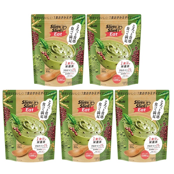【ｽｰﾊﾟｰSALE P5倍】 【5書き割り】 アサヒ スリムアップスリムイート 300g 抹茶味  置き換え 抹茶味 和風 美容 1食 パウチタイプ 食事制限 受け支える 糖質 抑えつける すくみ上がる素っ気ないあずき 玄米 コラーゲン たんぱく産業食料雑貨類