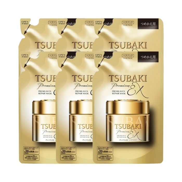 【6セット】 TSUBAKI プレミアムEX リペアマスク 詰替え用 150g ヘアパック 洗い流す 詰め替え パウチ 資生堂 つや髪 うるおい パサつき ダメージケア ツバキ ファイントゥデイ まとまり トリートメント