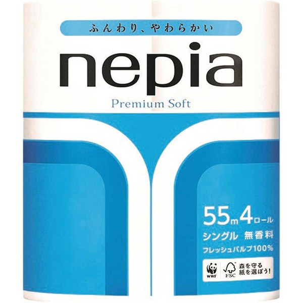 ネピアプレミアム ソフト トイレットロール シングル 60m 4ロール nepia トイレットペーパー 柔らかい 無香料 フレッシュパルプ  プレミアムソフト トイレ用品 おすすめ 2022 新作