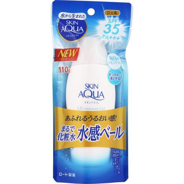 楽天市場】【送料無料】 スキンアクア スーパーモイスチャージェル ポンプ SPF50+ PA++++ 140gロート製薬 SKIN AQUA  ウォータープルーフ 日焼け止め 汗 水 紫外線 化粧下地 : SUGAR TIME