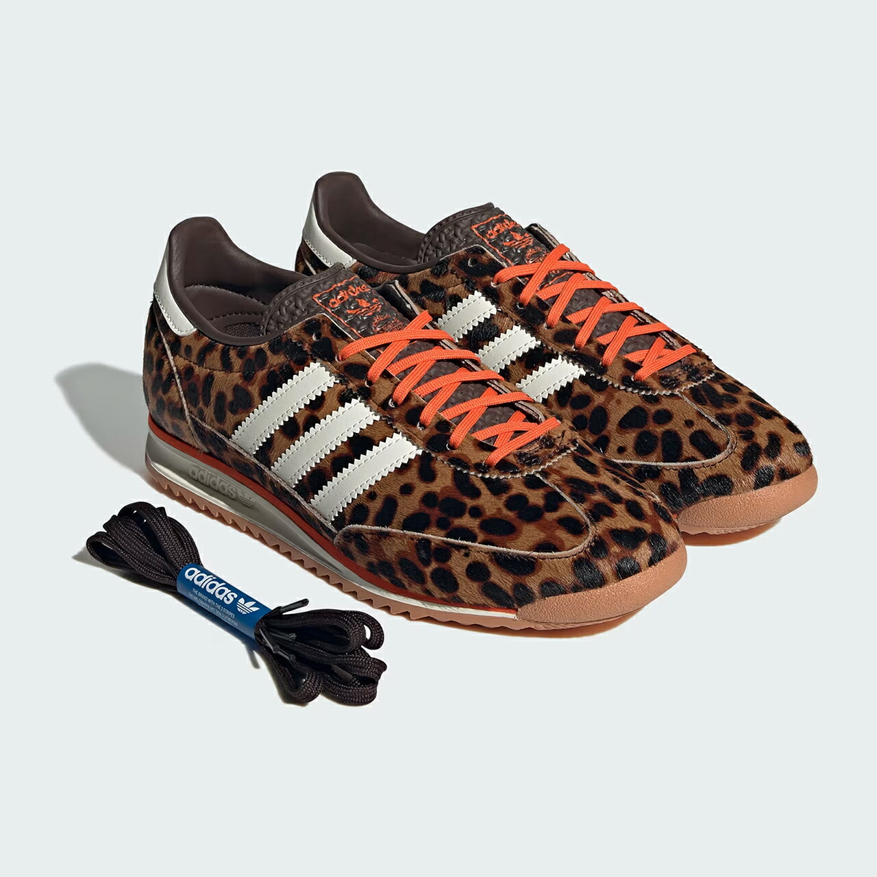 adidas アディダス SL72 OG W レディース スニーカー ローカット レースアップ ハラコ JI0189 レオパード Dark Brown / Off White / Semi Impact Orange|菅原靴店 (Sugawara Ltd)