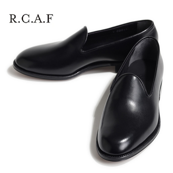 R.C.A.F RCAF アールシーエーエフ フットウェア スリッポン シューズ メンズ ホールカット ローファー カーフ ワインハイマー レザーソール アンラインド RCAF-0006G BLK ブラック｜菅原靴店 （Sugawara Ltd）