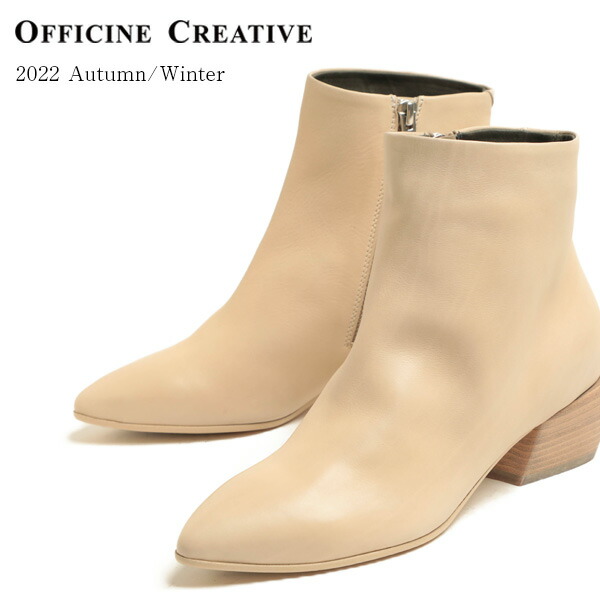 【返品不可】OFFICINE CREATIVE オフィチーネ クリエイティブ レディース ブーツ ショート サイドジップ レザー ナッパ ポインテッドトゥ SHONA 001 OAT MILK オフホワイト|菅原靴店 (Sugawara Ltd)