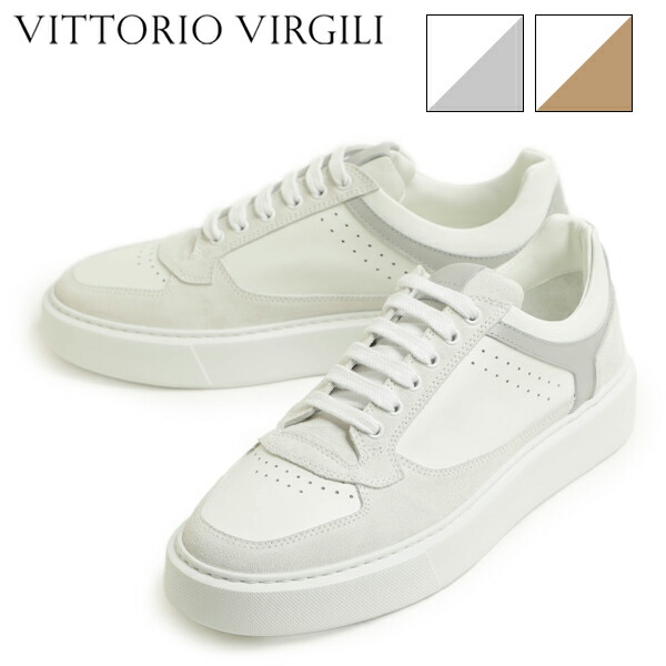 【菅原靴店別注カラー】VITTORIO VIRGILI ヴィットリオヴィルジリ メンズ スニーカー レザー スエード ボリュームソール レースアップ EVA VU1450 CLOUD/B.CO ホワイト/グレー NOISETTE BIANCO ホワイト/ベージュ