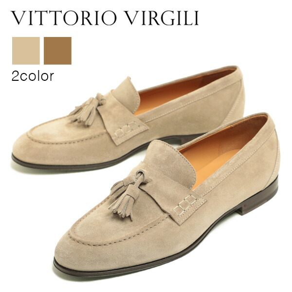 VITTORIO VIRGILI ヴィットリオヴィルジリ メンズ スリッポン ローファー スエード タッセル ホールカット VU1477 ROCCIA ベージュ グレージュ RECIFE ブラウン