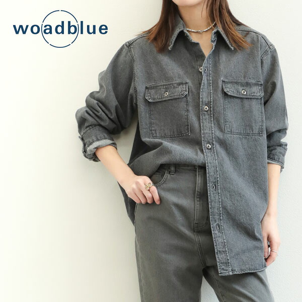 woadblue ウォードブルー レディース シャツ デニム CPO ジャケット レギュラー ウォッシュド WB25113 CPO JKT GREY グレー
