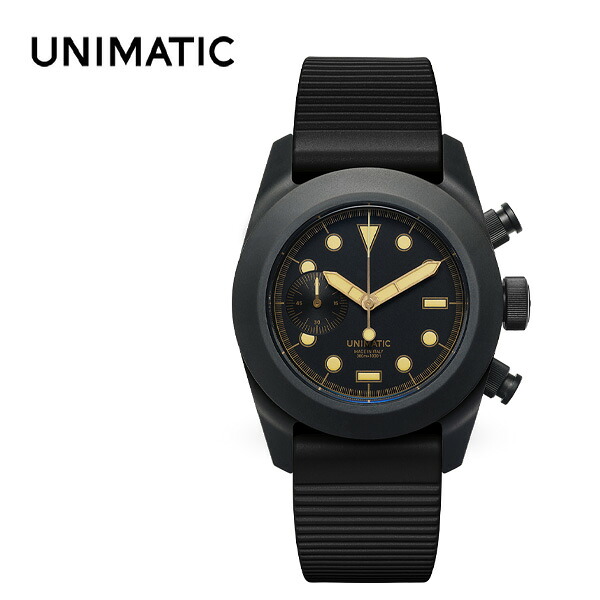 【世界300本限定モデル！】UNIMATIC CLASSIC ウニマティック クラシック ダイバー クロノグラフ 腕時計 メカクォーツ TPU DLCコーティング ステルス U3FB ROPS BLACK ブラック