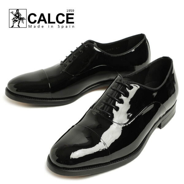 【返品不可】CALCE カルセ シューズ ストレートチップ キャップトゥ レースアップ レザー エナメル 内羽根 ボロネーゼ製法 X2063 CHAROL BLACK ブラック｜菅原靴店 （Sugawara Ltd） 15,257円