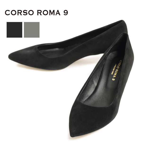 CORSO ROMA9 コルソローマ ノーヴェ パンプス スエード ポインテッドトゥ ミドルヒール 5cmヒール VIOLA 500 CAMOSCIO NERO ブラック CAMOSCIO GRIGIO 143 グレー