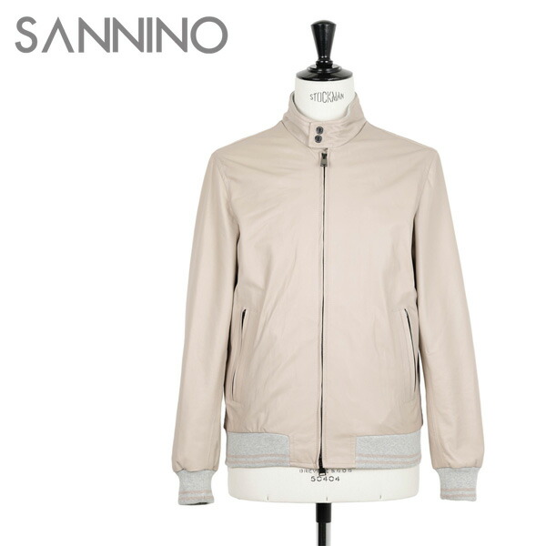 SANNINO サンニーノ ブルゾン スウィングトップ ジャケット ハリントン ショート丈 レザー ナッパ 撥水 SPL2614 SA-07-261-029 SABBIA BE ベージュ｜菅原靴店 （Sugawara Ltd）