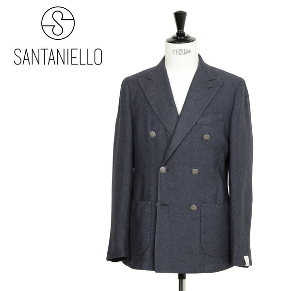 SANTANIELLO サンタニエッロ ジャケット メンズ ダブル 6B カシミヤ シルク メタルボタン GL7521SAM11 79B ネイビー｜菅原靴店 （Sugawara Ltd）