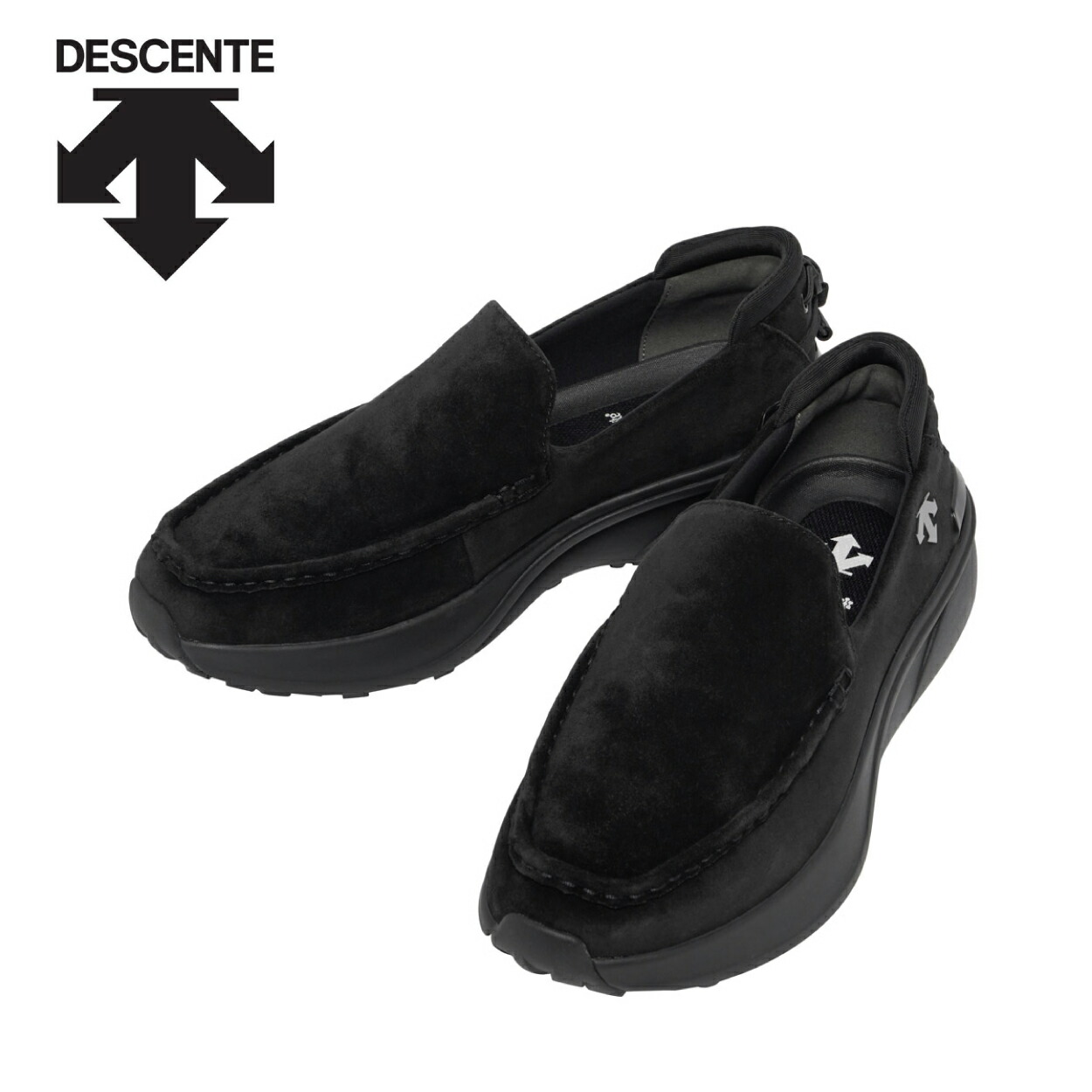 DESCENTE デサント メンズ スニーカー ローファー スリッポン ビブラムソール レザー 防水 DU5FRS04MZ VERTHER SNOW SUEDE BKGY ブラック