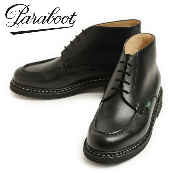 PARABOOT CHAMBORD MID パラブーツ シャンボード ミッド メンズ ブーツ レースアップ レザー リス Uチップ ラバーソール 232412 NOIR ブラック ノルウィージャンウエルト|菅原靴店 (Sugawara Ltd)