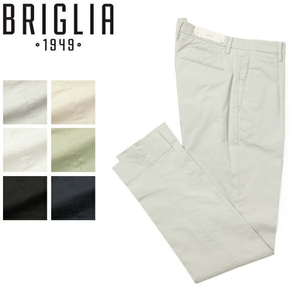 BRIGLIA 1949 ブリリア 1949 パンツ メンズ スラックス ワンプリーツ コットン ストレッチ SLIM FIT BG07 325127 0003 ライトグレー 0010 ブラック 0120 ホワイト 0011 ネイビー 0103 ベージュ 0042 ライトカーキ｜菅原靴店 （Sugawara Ltd）