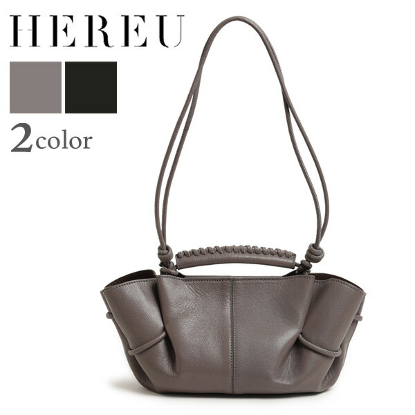 HEREU ヘリュー バッグ ハンド ショルダー レザー ラム 2WAY プリーツ スモールサイズ ARTA MINI BLACK ブラック GREY グレー｜菅原靴店 （Sugawara Ltd）