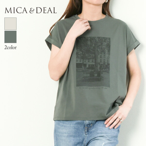 【26夏新作】MICA&DEAL マイカアンドディール フォトTシャツ シティプリントT 0126209112 レディース 半袖Tシャツ コットン 接触冷感 ホワイト 上品カジュアル 日本製｜菅原靴店 （Sugawara Ltd）