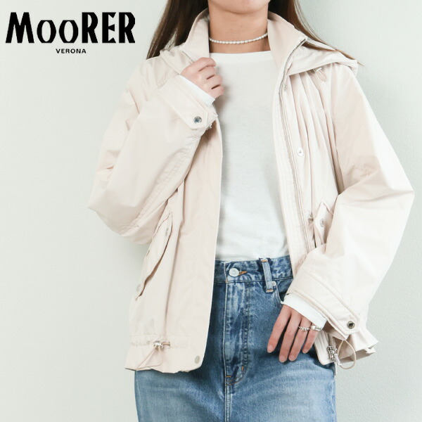 【美品】MooRER ムーレー ブルゾン ジャケット　レディース MOORER ムーレー レディース ブルゾン コート ショート丈 フーデッド