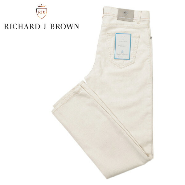 RICHARD J BROWN リチャード J ブラウン デニム パンツ レギュラー ストレート コットン リネン ストレッチ MILANO T219 RAW アイボリー リチャードジェイブラウン｜菅原靴店 （Sugawara Ltd）