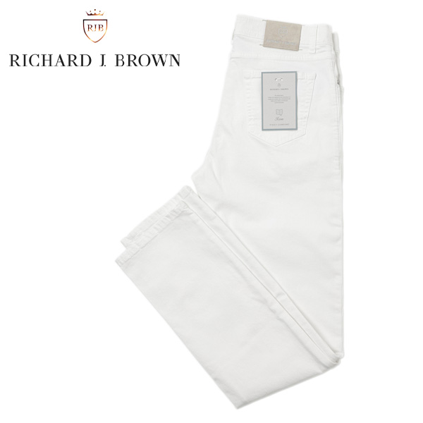 RICHARD J BROWN リチャード J ブラウン デニム パンツ レギュラー テーパード コットン ストレッチ MILANO ミラノ T68 C001 ホワイト