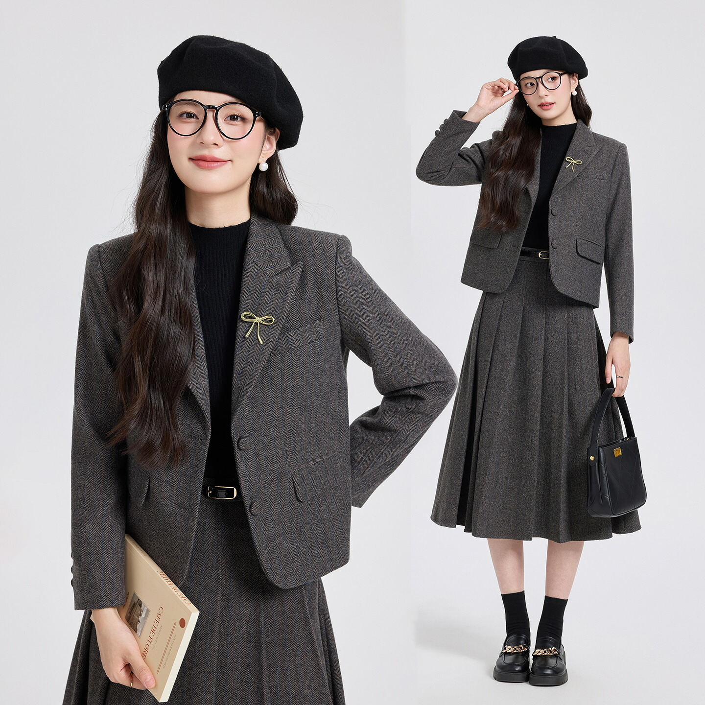 【百貨店SALE】レディース背広仕掛ける 秋冬 窈窕たるな通い執務室服 着痩せ 2点仕掛ける 上衣+スコート 商行為 窈窕たる 今めかしい