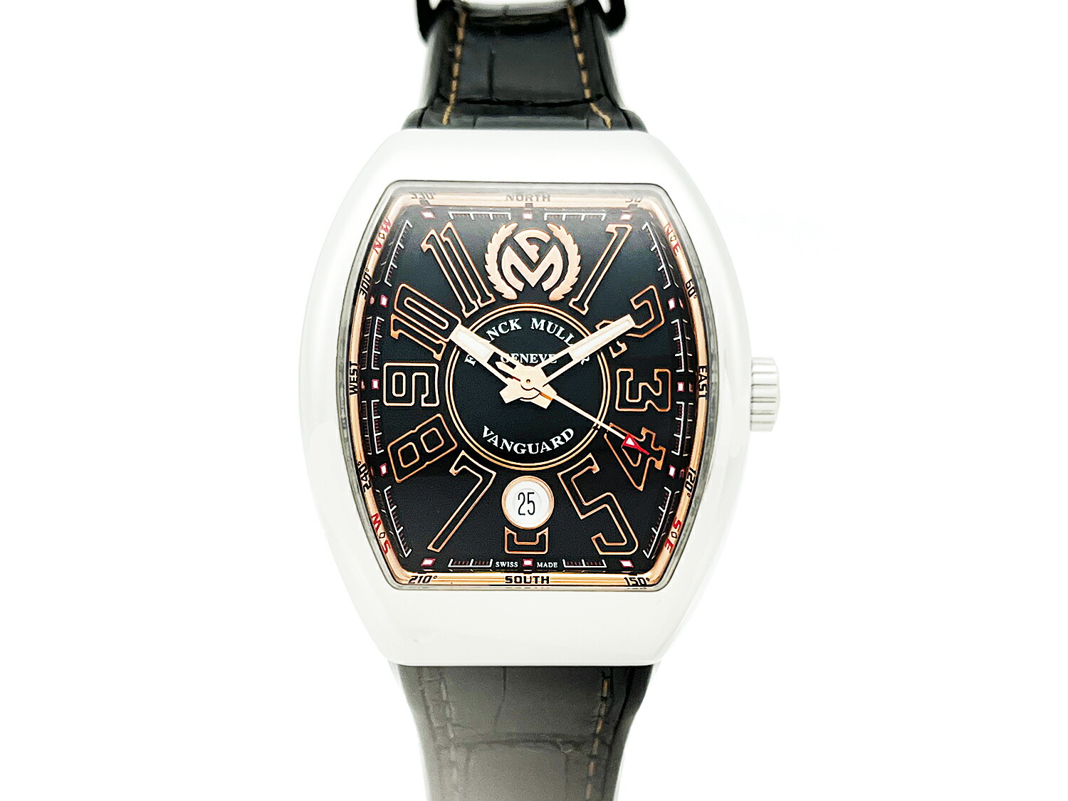 【中古】フランクミュラー FRANCK MULLER ヴァンガード V41SCDTSTGJ AC5N メンズ K18PG/SS ブラック文字盤 自動巻 仕上げ済