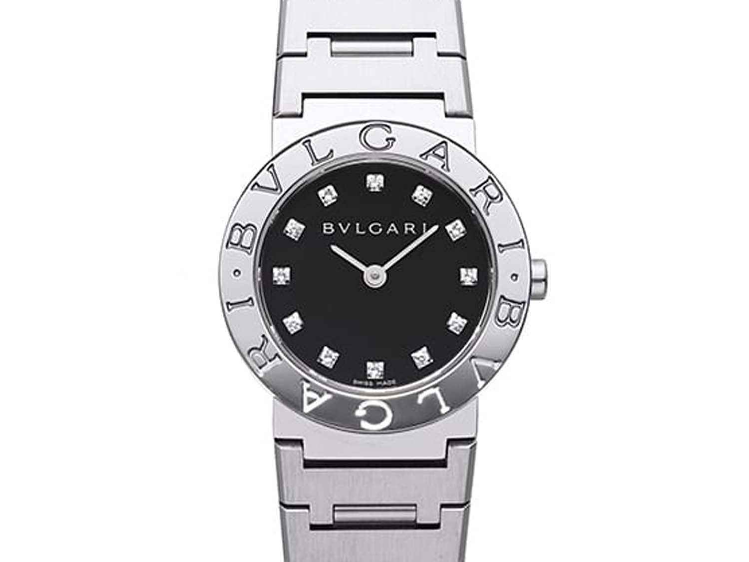 【中古】ブルガリ BVLGARI ブルガリ ブルガリ BB26SS ダイヤ12P SS クォーツ ブラック文字盤 レディース腕時計 仕上げ・電池交換済